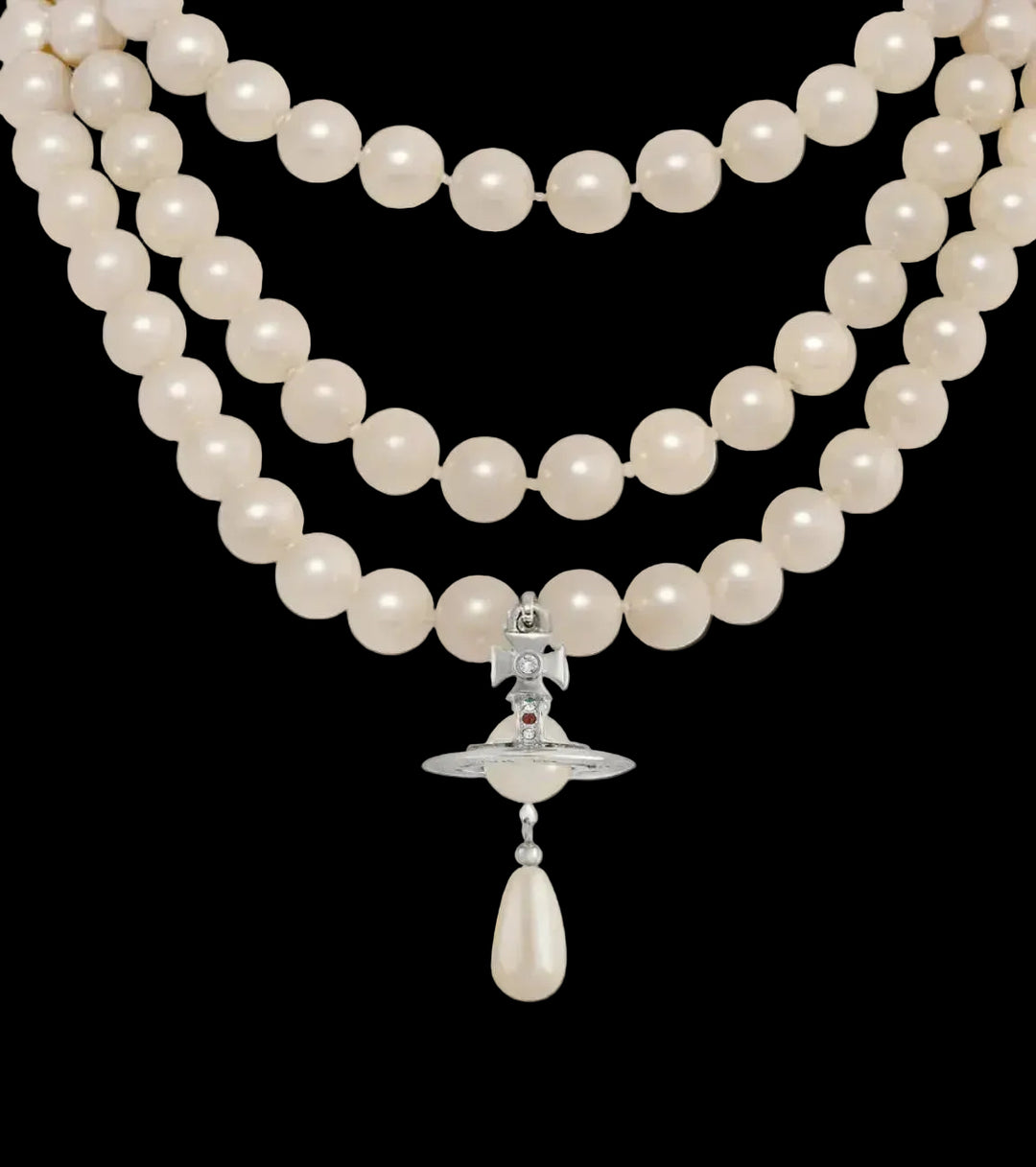 Vivienne Westwood Three Row Pearl Drop Choker