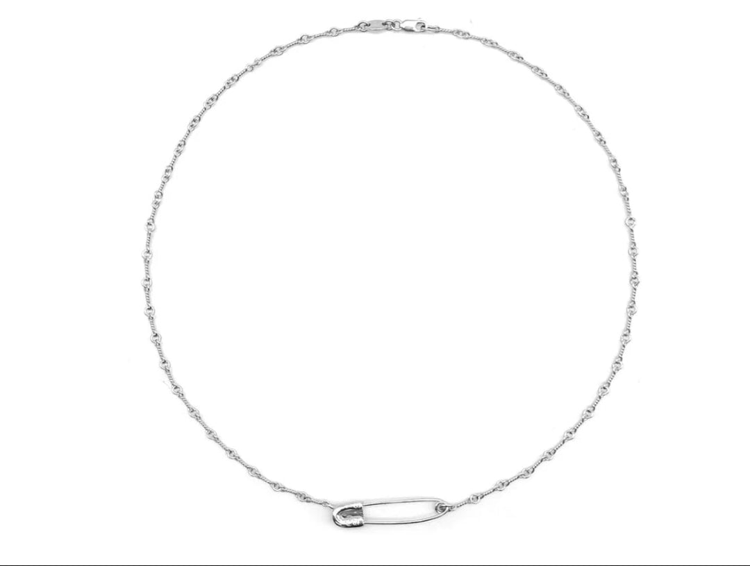 Chrome Hearts  18K White Gold Emerald Pin Safety Necklace