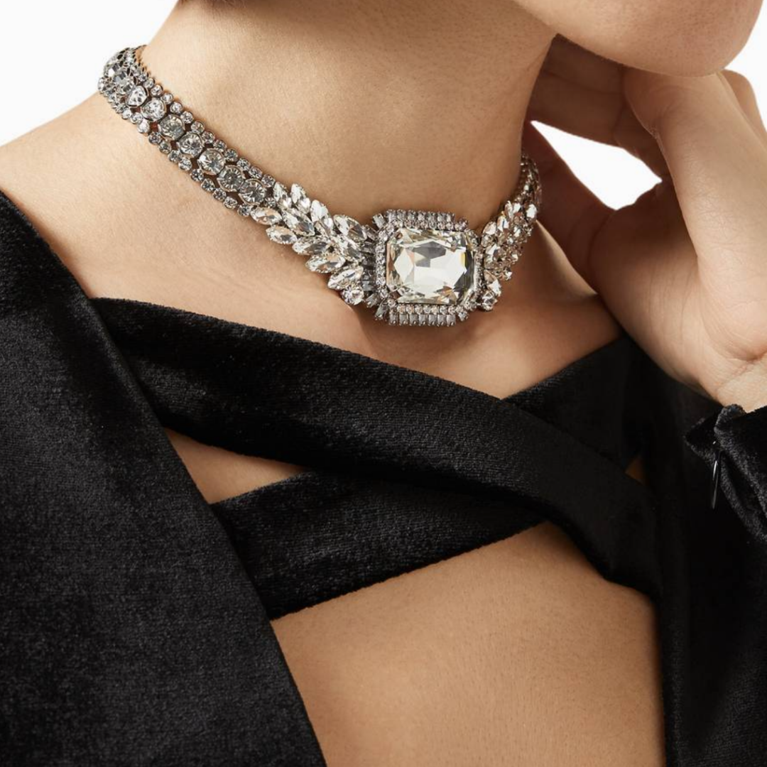 Alessandra Rich Crystal Necklace in Brass